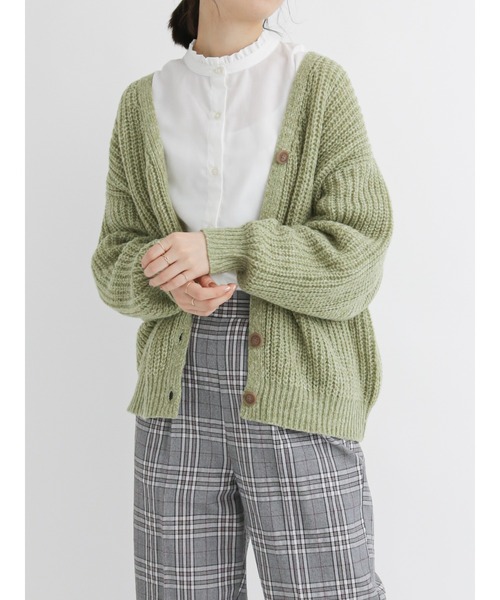 Samansa Mos2 blue（サマンサモスモスブルー）の「◎ルーズニットカーディガン（カーディガン/ボレロ・レディース・グレー/ブルー/パープル/ベージュ/グリーン/イエロー・ﾌﾘ-）」の4枚目の写真