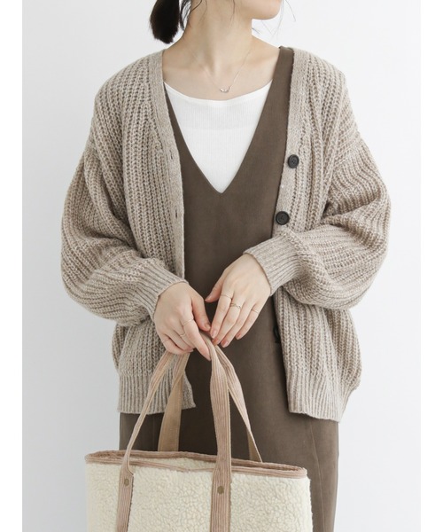 Samansa Mos2 blue（サマンサモスモスブルー）の「◎ルーズニットカーディガン（カーディガン/ボレロ・レディース・グレー/ブルー/パープル/ベージュ/グリーン/イエロー・ﾌﾘ-）」の8枚目の写真