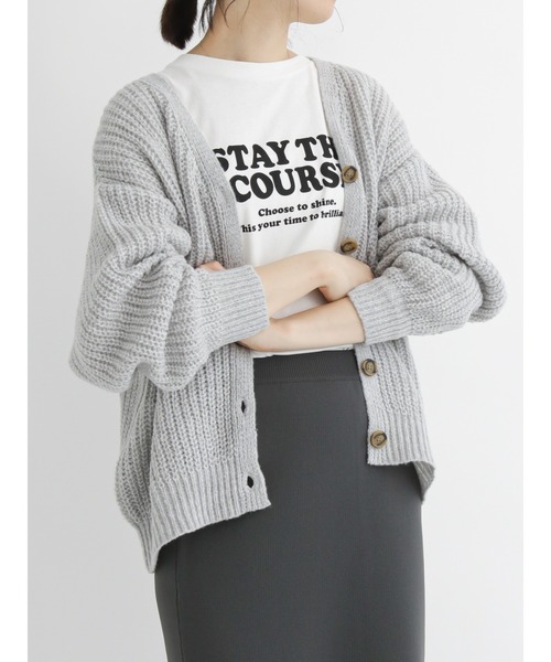 Samansa Mos2 blue（サマンサモスモスブルー）の「◎ルーズニットカーディガン（カーディガン/ボレロ・レディース・グレー/ブルー/パープル/ベージュ/グリーン/イエロー・ﾌﾘ-）」の15枚目の写真