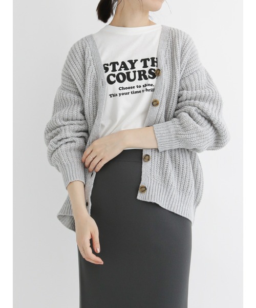 Samansa Mos2 blue（サマンサモスモスブルー）の「◎ルーズニットカーディガン（カーディガン/ボレロ・レディース・グレー/ブルー/パープル/ベージュ/グリーン/イエロー・ﾌﾘ-）」の16枚目の写真