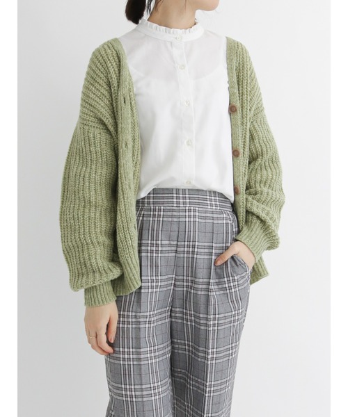 Samansa Mos2 blue（サマンサモスモスブルー）の「◎ルーズニットカーディガン（カーディガン/ボレロ・レディース・グレー/ブルー/パープル/ベージュ/グリーン/イエロー・ﾌﾘ-）」の18枚目の写真