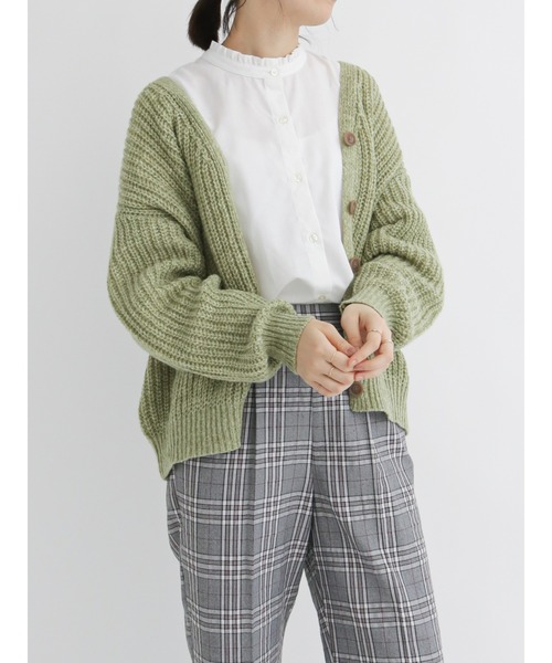 Samansa Mos2 blue（サマンサモスモスブルー）の「◎ルーズニットカーディガン（カーディガン/ボレロ・レディース・グレー/ブルー/パープル/ベージュ/グリーン/イエロー・ﾌﾘ-）」の19枚目の写真