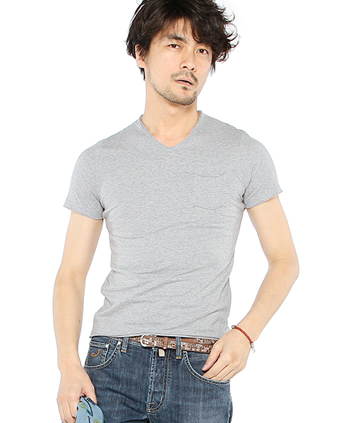 BRILLA per il gusto（ブリッラペルイルグースト）の「VERTO / コットン VネックTシャツ（Tシャツ/カットソー・メンズ・ホワイト/グレー/ブラック/ネイビー・MEDIUM/X-SMALL/SMALL/LARGE）」の3枚目の写真