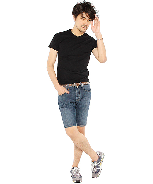 BRILLA per il gusto（ブリッラペルイルグースト）の「VERTO / コットン VネックTシャツ（Tシャツ/カットソー・メンズ・ホワイト/グレー/ブラック/ネイビー・MEDIUM/X-SMALL/SMALL/LARGE）」の8枚目の写真