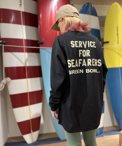 GREEN BOWL（グリーンボウル）の「グリーンボウル【GREEN BOWL】Heavy Weight L/S T-shirts(SERVICE柄)（Tシャツ/カットソー・メンズ・ホワイト/ブラック/杢グレー・M/L）」の9枚目の写真
