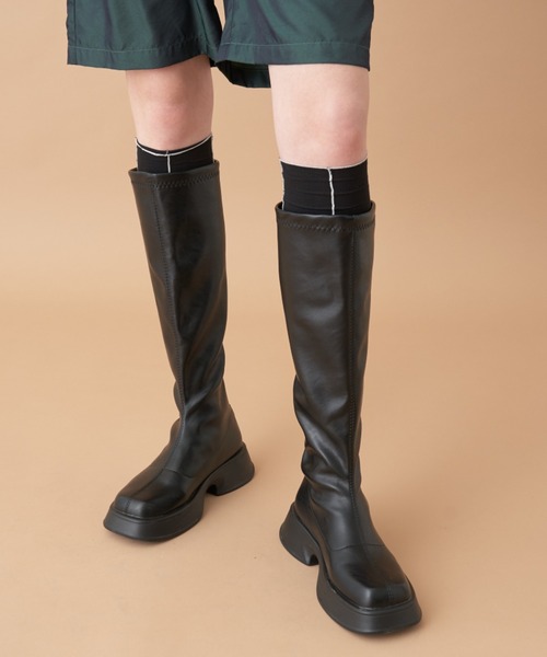 Solace（ソレイス）の「ヘビィソールロングブーツ/軽量（ブーツ・レディース・ブラック/ブラウン・38/39/40）」の2枚目の写真