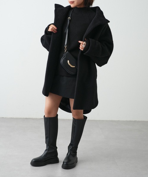 OUVRAGE CLASSE(ウヴラージュクラス)の「ウールシャギースタンドコート(その他アウター・レディース・ブラック/ベージュ・FREE)」の14枚目の写真