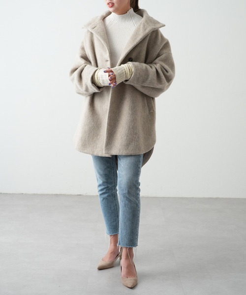 OUVRAGE CLASSE(ウヴラージュクラス)の「ウールシャギースタンドコート(その他アウター・レディース・ブラック/ベージュ・FREE)」の11枚目の写真