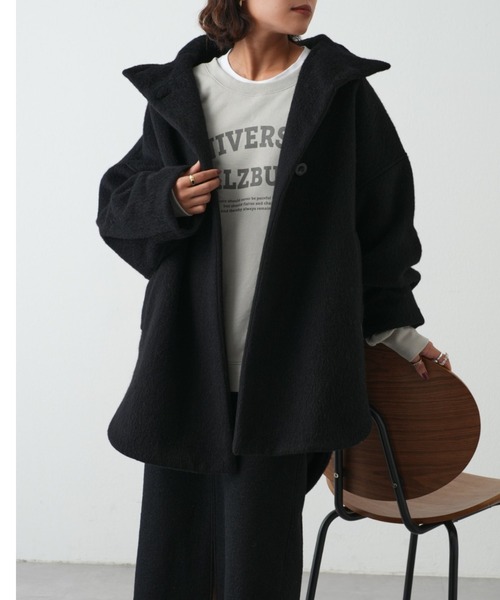 OUVRAGE CLASSE(ウヴラージュクラス)の「ウールシャギースタンドコート(その他アウター・レディース・ブラック/ベージュ・FREE)」の20枚目の写真