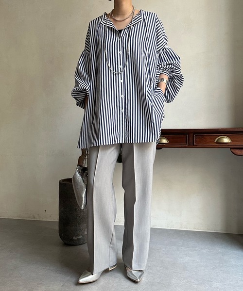 DouDou（ドゥドゥ）の「ピンタックセンプレパンツ（その他パンツ・レディース・ライトグリーン/グレー/ブラック・FREE）」の4枚目の写真