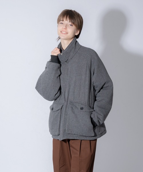 ONCILY(オンシェリー)の「STAND NECK TWEED BLOUSON / ツイード中綿スタンドブルゾン(ブルゾン・メンズ・ダークブラウン/ブラック・LARGE/MEDIUM)」の20枚目の写真