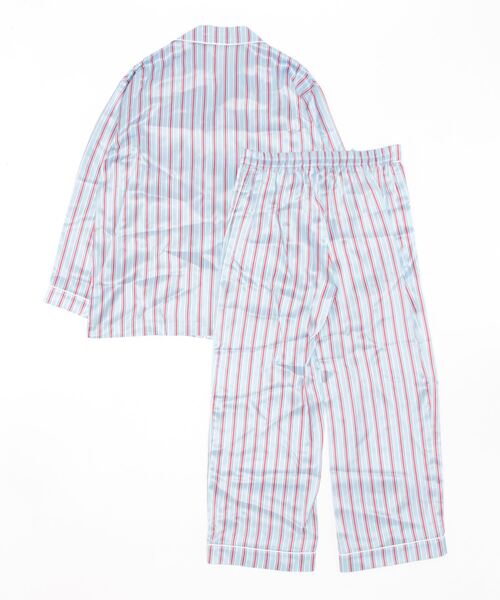 Priv. Spoons Club（プライベートスプーンズクラブ）の「シルクサテンストライプパジャマ（メンズ/上下セット）（ルームウェア/パジャマ・メンズ・サックスブルー・MEDIUM/LARGE）」の6枚目の写真