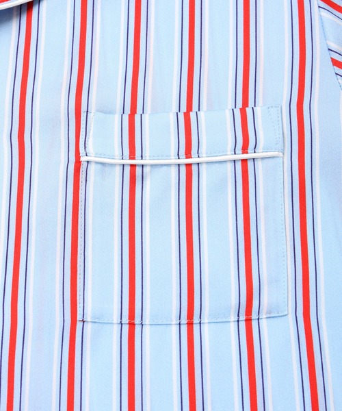 Priv. Spoons Club（プライベートスプーンズクラブ）の「シルクサテンストライプパジャマ（メンズ/上下セット）（ルームウェア/パジャマ・メンズ・サックスブルー・MEDIUM/LARGE）」の17枚目の写真