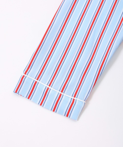 Priv. Spoons Club（プライベートスプーンズクラブ）の「シルクサテンストライプパジャマ（メンズ/上下セット）（ルームウェア/パジャマ・メンズ・サックスブルー・MEDIUM/LARGE）」の18枚目の写真