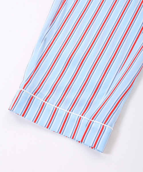 Priv. Spoons Club（プライベートスプーンズクラブ）の「シルクサテンストライプパジャマ（メンズ/上下セット）（ルームウェア/パジャマ・メンズ・サックスブルー・MEDIUM/LARGE）」の21枚目の写真