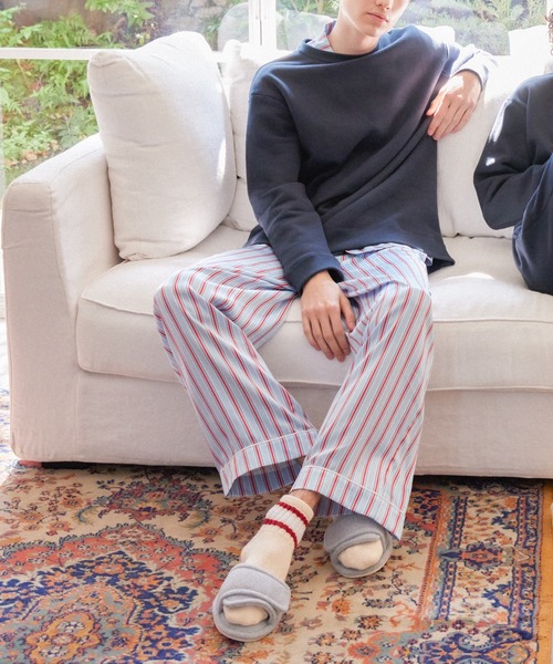 Priv. Spoons Club（プライベートスプーンズクラブ）の「シルクサテンストライプパジャマ（メンズ/上下セット）（ルームウェア/パジャマ・メンズ・サックスブルー・MEDIUM/LARGE）」の13枚目の写真