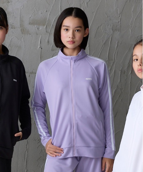 repipi armario（レピピ アルマリオ）の「【repipi armario / レピピアルマリオ】ガールズ袖2本ラインジャージ　ブルゾン　ジャージ　ダンス（ジャージ・キッズ・ホワイト/ブラック/パープル/サックスブルー/ピンク/ミント・140/150/160/170）」の5枚目の写真
