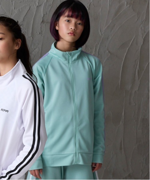 repipi armario（レピピ アルマリオ）の「【repipi armario / レピピアルマリオ】ガールズ袖2本ラインジャージ　ブルゾン　ジャージ　ダンス（ジャージ・キッズ・ホワイト/ブラック/パープル/サックスブルー/ピンク/ミント・140/150/160/170）」の3枚目の写真