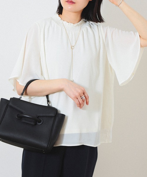 BEAMS HEART（ビームスハート）の「BEAMS HEART / 楊柳 ハイネック プルオーバー ブラウス（シャツ/ブラウス・レディース・ブラック/ベージュ/アイボリー/ライトパープル/ミント/パープル系その他4/オフホワイト・FREE）」の2枚目の写真