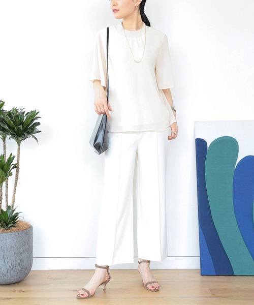 BEAMS HEART（ビームスハート）の「BEAMS HEART / 楊柳 ハイネック プルオーバー ブラウス（シャツ/ブラウス・レディース・ブラック/ベージュ/アイボリー/ライトパープル/ミント/パープル系その他4/オフホワイト・FREE）」の16枚目の写真