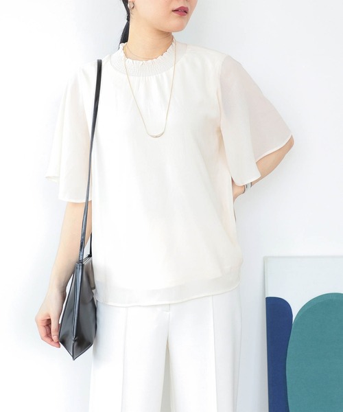 BEAMS HEART（ビームスハート）の「BEAMS HEART / 楊柳 ハイネック プルオーバー ブラウス（シャツ/ブラウス・レディース・ブラック/ベージュ/アイボリー/ライトパープル/ミント/パープル系その他4/オフホワイト・FREE）」の8枚目の写真