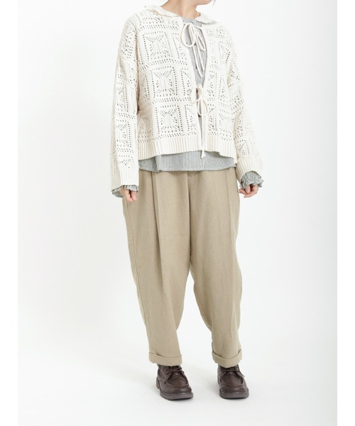 Samansa Mos2（サマンサ モスモス）の「やわらか起毛綿麻裾ダブルタックパンツ（その他パンツ・レディース・ブラウン/グリーン/ベージュ/チャコール・ﾌﾘ-）」の5枚目の写真