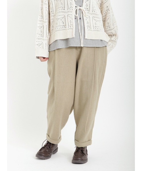 Samansa Mos2（サマンサ モスモス）の「やわらか起毛綿麻裾ダブルタックパンツ（その他パンツ・レディース・ブラウン/グリーン/ベージュ/チャコール・ﾌﾘ-）」の7枚目の写真