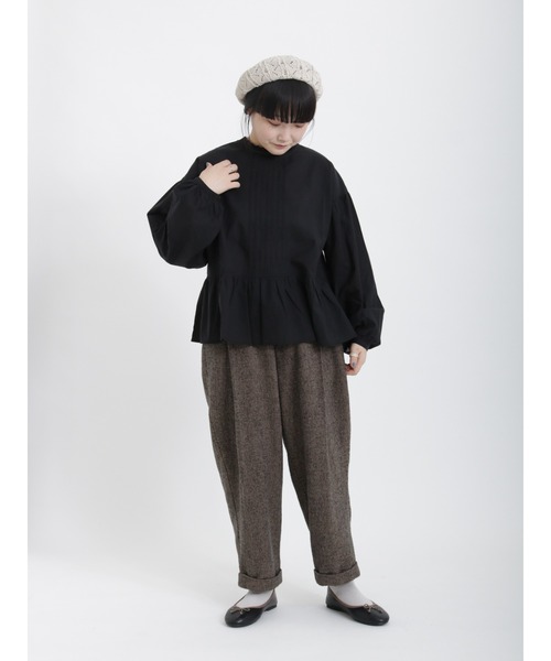 Samansa Mos2（サマンサ モスモス）の「やわらか起毛綿麻裾ダブルタックパンツ（その他パンツ・レディース・ブラウン/グリーン/ベージュ/チャコール・ﾌﾘ-）」の19枚目の写真