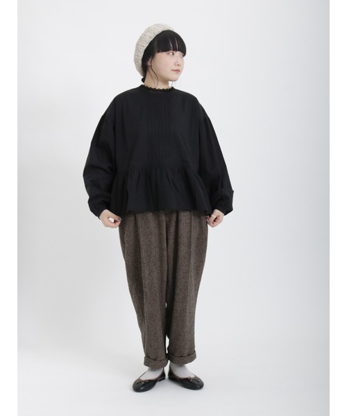 Samansa Mos2（サマンサ モスモス）の「やわらか起毛綿麻裾ダブルタックパンツ（その他パンツ・レディース・ブラウン/グリーン/ベージュ/チャコール・ﾌﾘ-）」の20枚目の写真