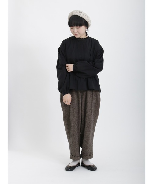 Samansa Mos2（サマンサ モスモス）の「やわらか起毛綿麻裾ダブルタックパンツ（その他パンツ・レディース・ブラウン/グリーン/ベージュ/チャコール・ﾌﾘ-）」の21枚目の写真