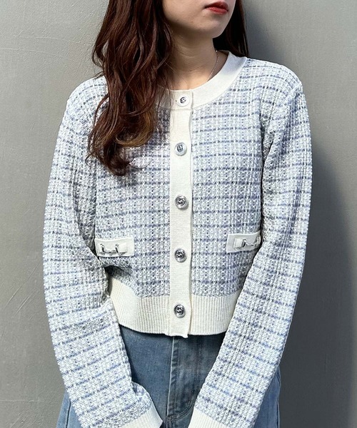 セール】ビット付ツイードカーディガン（カーディガン/ボレロ）｜INGNI