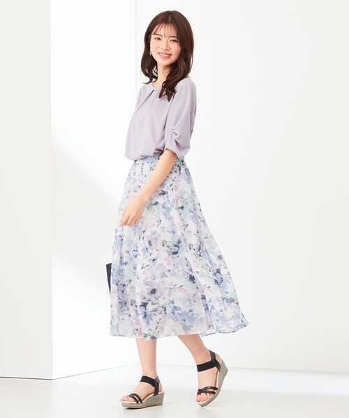 ANY SIS（エニィスィス）の「【接触冷感・吸水速乾・UVケア】エアリードレープスムース タックスリーブ ブラウス（シャツ/ブラウス・レディース・ネイビー系1/ホワイト系1/ライラック系/ホワイト系・0）」の15枚目の写真