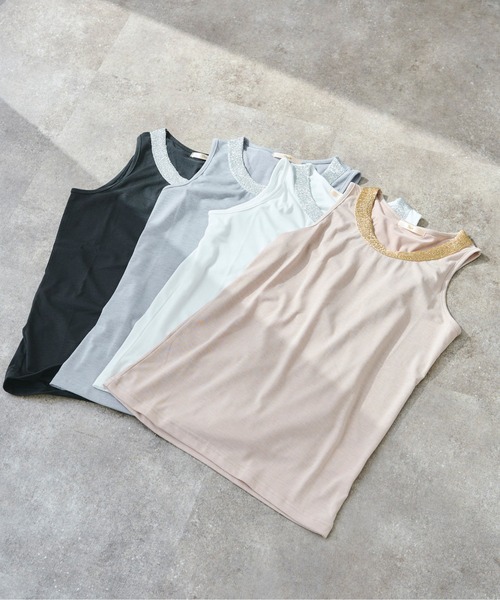 Chez toi（シェトワ）の「アビガイルタンク（タンクトップ・レディース・ベージュ/グレー/オフホワイト/ブラック・FREE）」の5枚目の写真