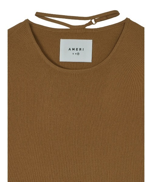 美品★Ameri★ AMERI SWITCHING CHECK KNIT TOP AMERI SWITCHING CHECK KNIT TOP ブルー（Ameri VINTAGE