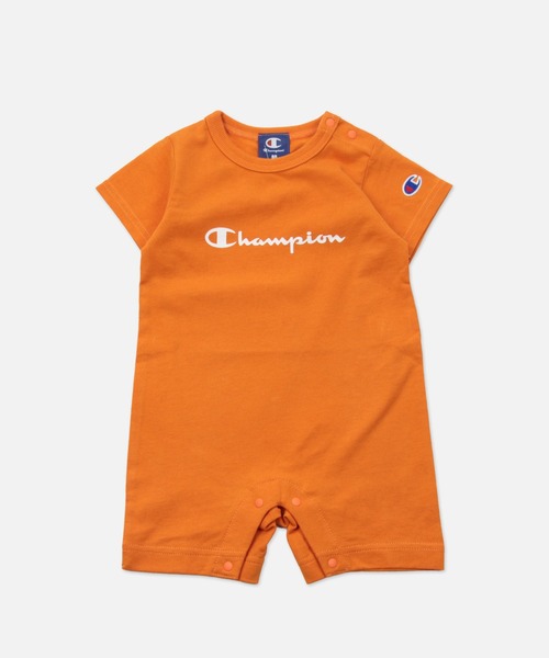 Champion(チャンピオン)の「champion / チャンピオン ロゴ半袖カバーオール(ロンパース・キッズ・ブラック/ベージュ/ネイビー/オレンジ/ホワイト/グリーン・80cm/70cm)」の1枚目の写真