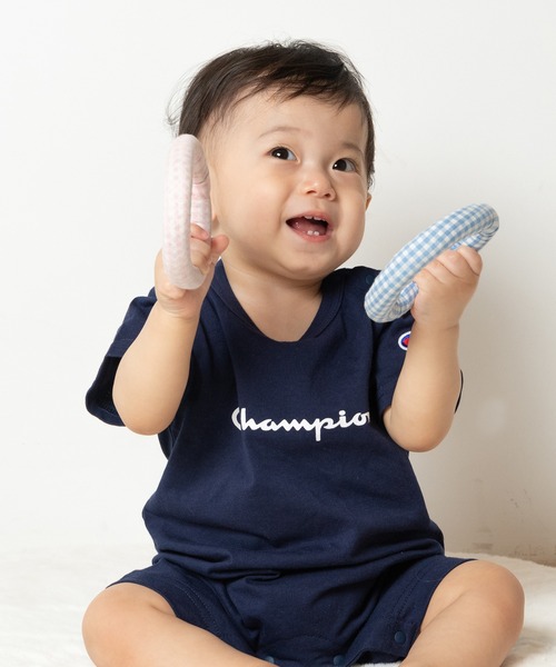 Champion(チャンピオン)の「champion / チャンピオン ロゴ半袖カバーオール(ロンパース・キッズ・ブラック/ベージュ/ネイビー/オレンジ/ホワイト/グリーン・80cm/70cm)」の21枚目の写真