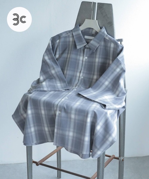 SENSE OF PLACE by URBAN RESEARCH(センスオブプレイスバイアーバンリサーチ)の「エクストラルーズシャツ(5分袖)(シャツ/ブラウス・メンズ・ベージュ/チャコールグレー/ライトベージュ/ライトブルー/ブラック・MEDIUM/LARGE)」の3枚目の写真