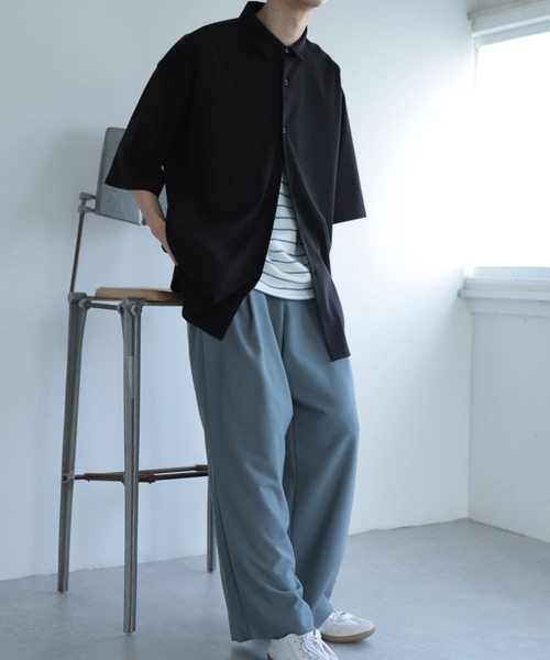 SENSE OF PLACE by URBAN RESEARCH(センスオブプレイスバイアーバンリサーチ)の「エクストラルーズシャツ(5分袖)(シャツ/ブラウス・メンズ・ベージュ/チャコールグレー/ライトベージュ/ライトブルー/ブラック・MEDIUM/LARGE)」の9枚目の写真