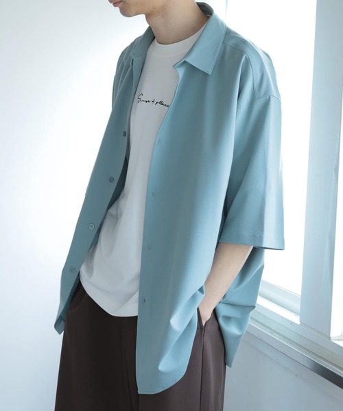 SENSE OF PLACE by URBAN RESEARCH(センスオブプレイスバイアーバンリサーチ)の「エクストラルーズシャツ(5分袖)(シャツ/ブラウス・メンズ・ベージュ/チャコールグレー/ライトベージュ/ライトブルー/ブラック・MEDIUM/LARGE)」の7枚目の写真
