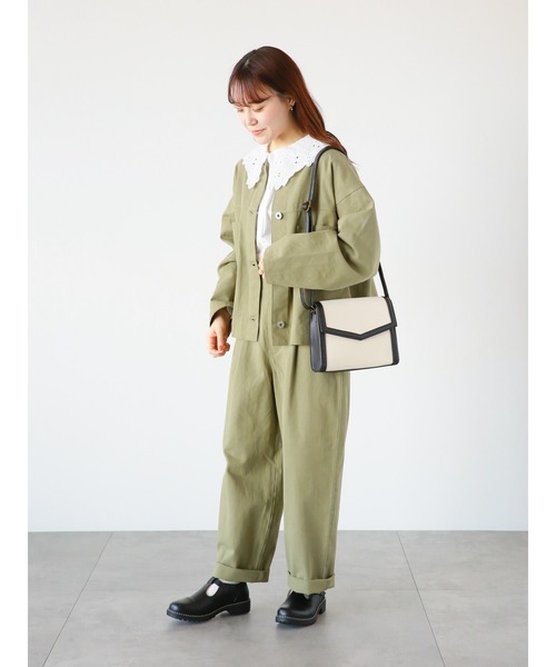 ehka sopo(エヘカソポ)の「ノーカラージャケット(セットアップ可)(ノーカラージャケット・レディース・キナリ/ベージュ/カーキ・フリ-)」の18枚目の写真