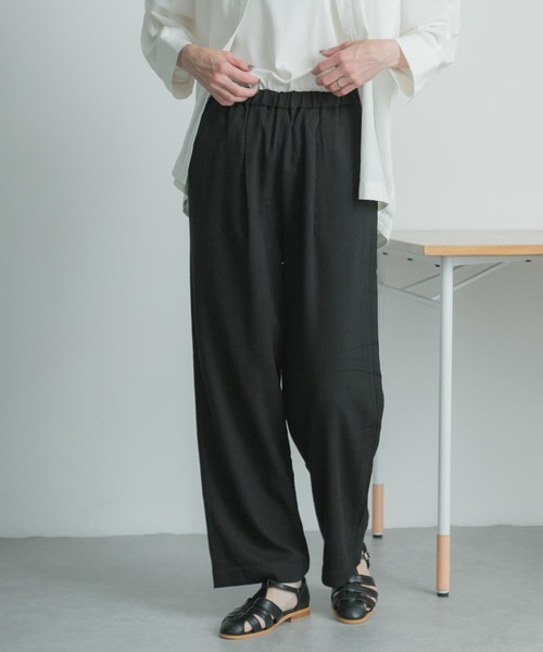 FORK&SPOON（フォークアンドスプーン）の「FORK&SPOON　ドローストリングイージーパンツ（その他パンツ・レディース・グリーン系その他/ブルー/ブラック・1/2）」の2枚目の写真