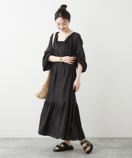 【2023】　プラージュ　Sheer Voile ティアードワンピース　ブラウン 中古・古着通販】Plage (プラージュ) Sheer Voile ティアード