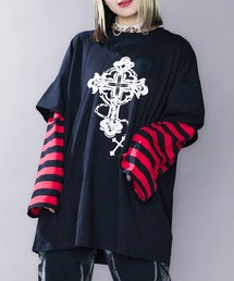 WEGO/【一部店限定】フェイクレイヤードボーダーロンT