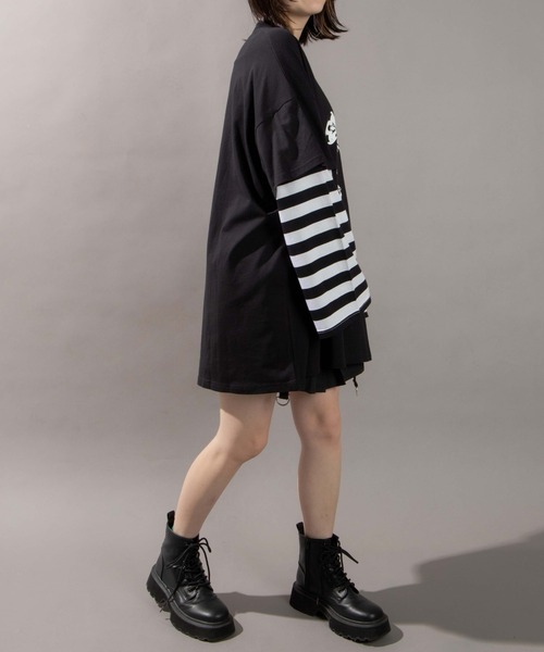 WEGO（ウィゴー）の「WEGO/【一部店限定】フェイクレイヤードボーダーロンT（Tシャツ/カットソー・レディース・その他1/その他2/その他3・FREE）」の4枚目の写真