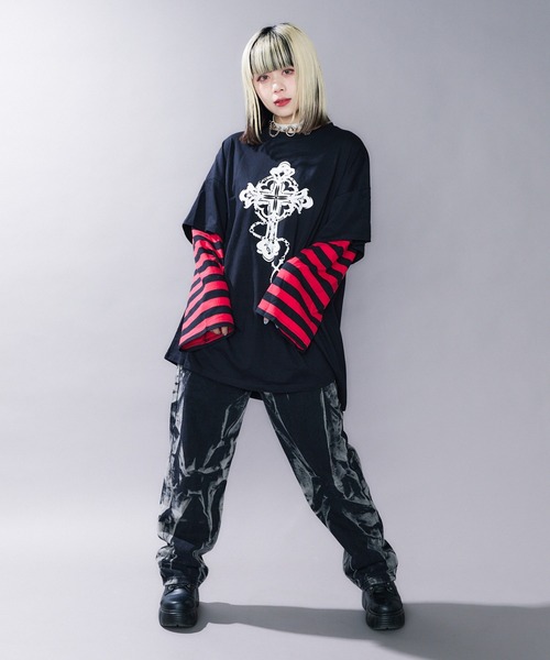 WEGO（ウィゴー）の「WEGO/【一部店限定】フェイクレイヤードボーダーロンT（Tシャツ/カットソー・レディース・その他1/その他2/その他3・FREE）」の16枚目の写真