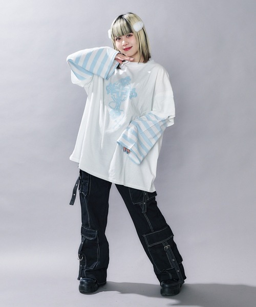 WEGO（ウィゴー）の「WEGO/【一部店限定】フェイクレイヤードボーダーロンT（Tシャツ/カットソー・レディース・その他1/その他2/その他3・FREE）」の17枚目の写真