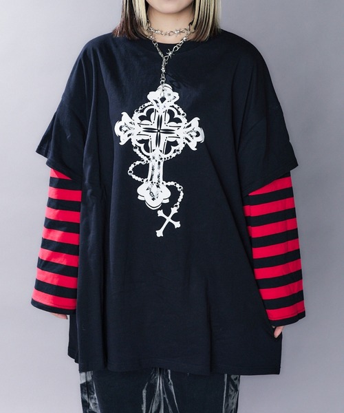 WEGO（ウィゴー）の「WEGO/【一部店限定】フェイクレイヤードボーダーロンT（Tシャツ/カットソー・レディース・その他1/その他2/その他3・FREE）」の18枚目の写真