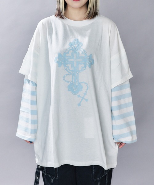WEGO（ウィゴー）の「WEGO/【一部店限定】フェイクレイヤードボーダーロンT（Tシャツ/カットソー・レディース・その他1/その他2/その他3・FREE）」の22枚目の写真