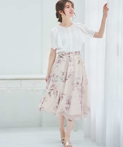 レッセパッセ　花柄スカート 楽天市場】ぼかしフラワープリントスカート／レッセパッセ