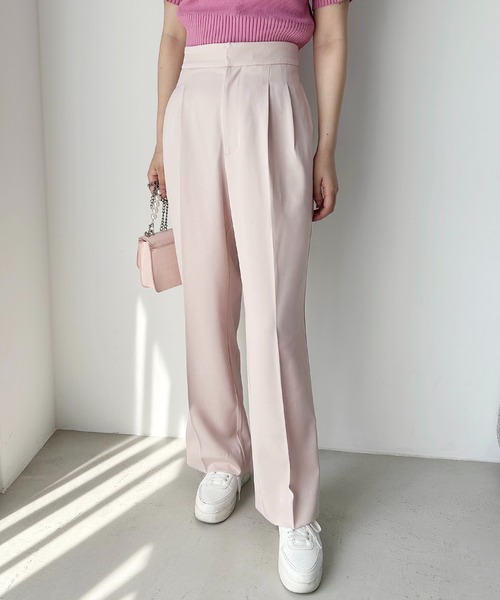 one after another NICE CLAUP(ワンアフターアナザーナイスクラップ)の「サイズあり/バックリボンカラフルスラックスパンツ(スラックス・レディース・杢グレー/ブラック/ライトピンク/ピンク/イエロー・SMALL/MEDIUM)」の5枚目の写真